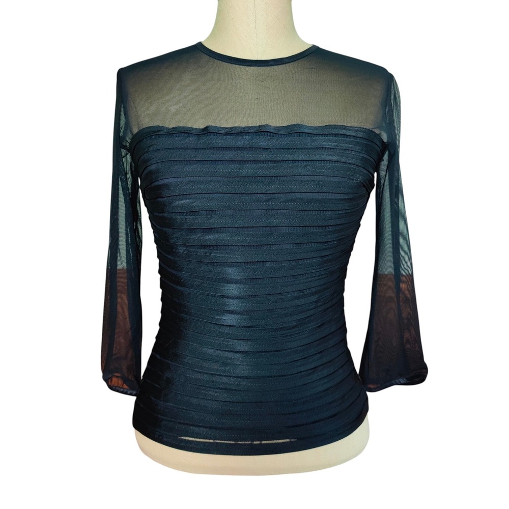 Vintage Flora Nikrooz 90s Mesh Illusion Top Black Bandage Witchy Goth Small USA